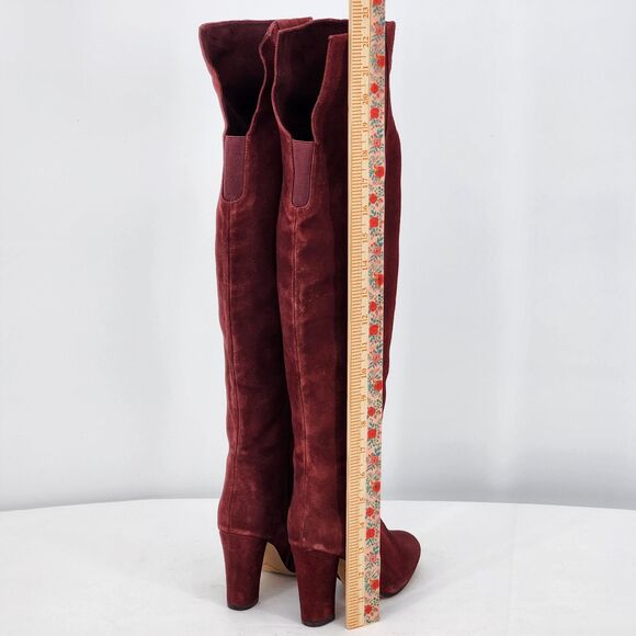 Halogen Noble Suede Over The Knee Burgundy Red Heeled Boots Size 5 - Picture 11 of 11